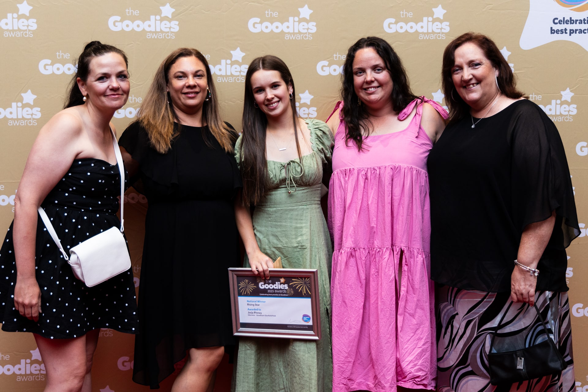 Jorja (centre) at the national Goodies Awards 2023