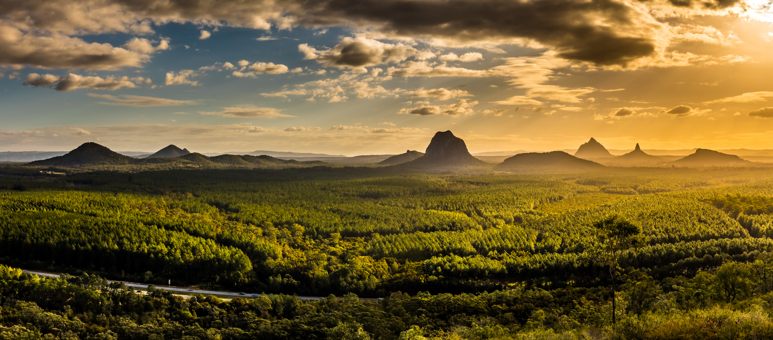 The iconic Glass House Mountains are an impressive group of volcanic peaks celebrated for their distinctive geology and rich cultural heritage.
