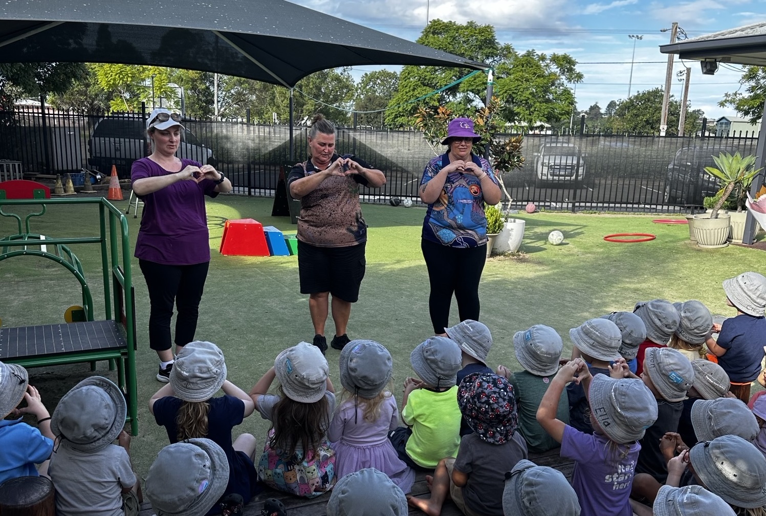 The team at West Kempsey with the children